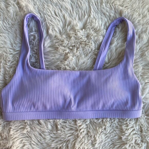 Madewell Purple Rib Textured Leah Bikini Top Medium - Picture 3 of 6